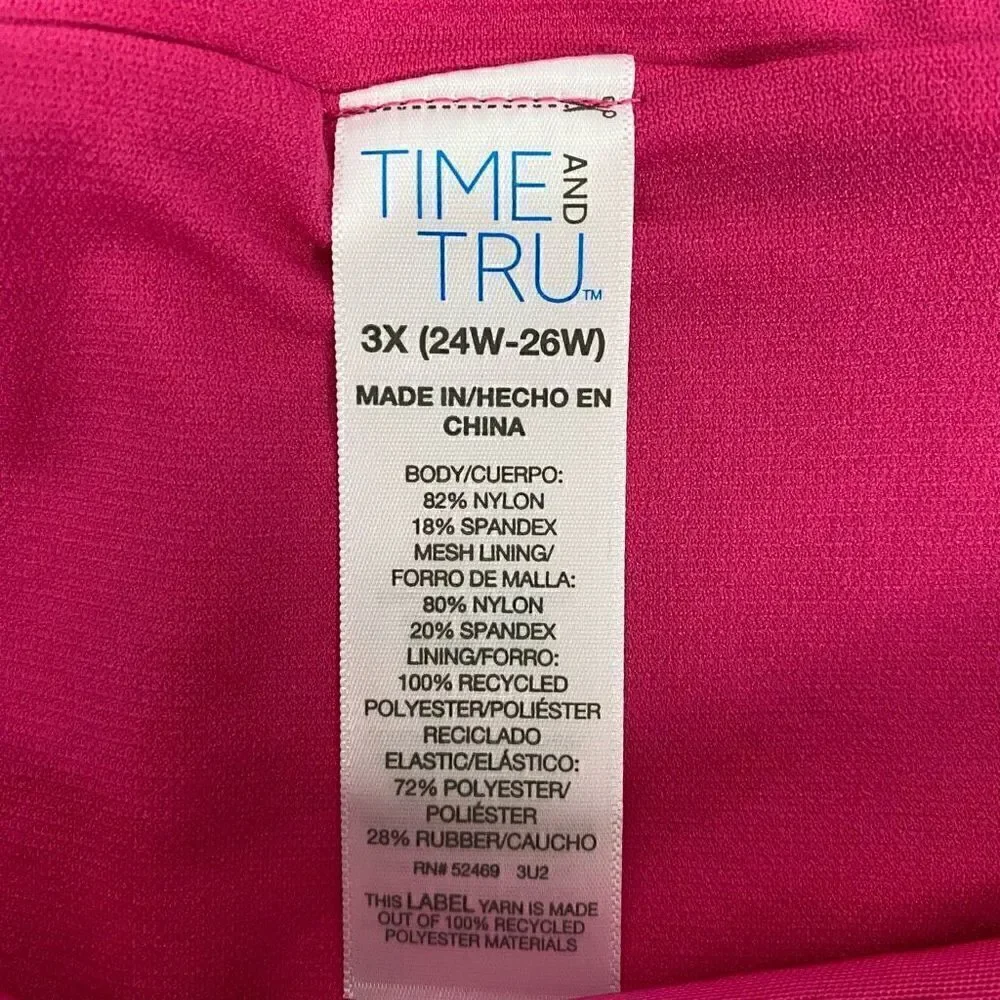 Time & Tru women 3X 24W-26W mid rise pull on bikini bottoms pink brand new